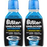 Buster Bathroom Drain Unblocker 300ml, Pack of 2 – Sink Unblocker Removes Hair & Sludge in Showers, Baths & Sinks. Fast-Acting Shower Drain Unblocker Clears Blockages & Slow-Draining Water