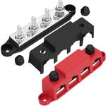 12V-48V Bus Bar Power Distribution Block Battery Terminal Bus Bar 2pcs,4 x M8 Terminal Studs with Cover and Ring Terminals 250 Amp for Cars RVs Ships Yachts