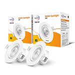 wipro Garnet 3W Round Led Wave Spotlight|Cob Spotlight for Ceiling|Warm White Light (2700K)|Adjustable Design|Recessed Tiltable Downlighter for False Ceiling|Cutout - 60 Mm|Pack of 2