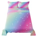 ADASMILE A & S Rainbow Sheets Full Size for Girls Tie Dye Pastel Girls Bed Sheets for Kids Teens Glitter Girly Rainbow Bedding Set 1 Fitted Sheet 1 Flat Sheet 1 Pillowcase Soft Microfiber Home Decor