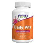 Now Foods, Daily Vits, Multivitamin, 250 Vegan Tablets, Lab-Tested, Gluten Free, Soy Free, Vegetarian, Non-GMO