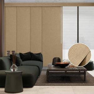 Graywind Manual Sliding Panels 100% Blackout Privacy Panel Track Blinds Wand Control Window Blinds for Patio Sliding Glass Door Large Windows Width Up to 153", Custom Size (Coffee)