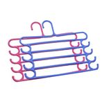 SMS 5 Layer Multi-Purpose Plastic Hanger for Any Cloth and Space Saver for Wardrobe Multicolour (2 Pc)