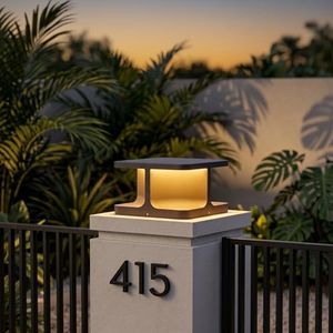 Quankoach 11.8'' Outdoor Post Light, Hardwired Pillar Light with 12W Integrated LED, 3000K Warm White, IP65 Waterproof Metal Light for Gate, Driveway & Entryway (11.8x11.8)