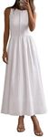 PRETTYGARDEN Women Maxi Dresses 2025 Summer Casual Sleeveless Patchwork Knit Tank Dress Flowy Beach Sundress Long Dress (Beige White,Large)