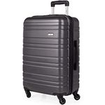 A2B 26" Medium Lightweight Hard Shell Suitcase - Grey Coloured Luggage with 4 Spinner Wheels, Durable ABS Travel Cases for Holiday, Stress Tested Zippers (Grey, Medium)
