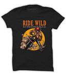 Quote Marshals Ride Wild Round Neck Black Cottan T-Shirt for Men's 3XL