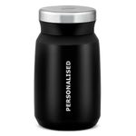 Borosil Hydra Carry Mate 500 mL Personalised/Customized Bottle with Engraved Name & Logo | Stainless Steel Vacuum Insulated Soup Flask & Food Jar with Screw Lid, Meals, Soups, Dal, Sambhar | Black