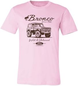 Wild Bobby Ford Bronco Wild Untamed 1966 Classic Retro Cars and Trucks Mens Graphic T-Shirts USA Motors Tee Graphic Printed T Shirts for Men, Light Pink, 3X-Large