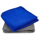 Tukzer Microfiber Cloth - 2 pcs 25X25 cms 280 GSM Cleaning Kit Cloth for Laptop, Monitor, Camera Lens, Binoculars, TV Projector, Electronics (Grey-Blue)