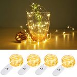 LE Battery Fairy Lights, 1M 20 LED Small Fairy Lights, Warm White Christmas Lights, Battery Powered Mini Copper Wire Lights for Halloween, Christmas Tree, Party, Table Decorations, Pack of 4