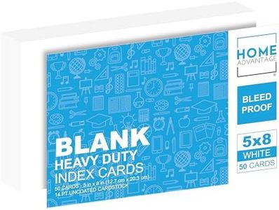 Home Advantage 5x8 Blank Index Cards - Our 50 Pack of Plain Index Cards Use Heavy Duty Cardstock to Make Them Bleed Proof - These Big Flash Cards Make Perfect Blank Note Cards & Blank Flashcards