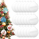 30 PCS Clear Round Acrylic Christmas Ornament 2023, Acrylic Ornament Blanks Clear Circle Acrylic Stocking Stuffers for Christmas Tree Hanging Decoration Handmade Crafts