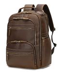 Taertii Full Grain Leather Laptop Bag Backpack For 17.3" Laptop, Brown, Large, Travel Backpacks