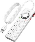 BN-LINK 8 Outlet Surge Protector with Mechanical Timer (4 Outlets Timed, 4 Outlets Always On) - White