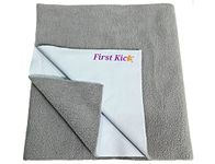 First Kick Waterproof Baby Bed Protector/Mattress Cotton Dry Sheet (140cm X 100 cm) for Born Baby/Kids- (Grey) - Large