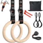 Gymnastic Rings Wooden Gym Rings Training RingsAdjustable Numbered Straps Pull Up Rings Sets for Workout Bodyweight Fitness Training