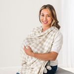 Itzy Ritzy Breastfeeding Boss Multi-Use Cover – A Nursing Cover, Swaddle, Car Seat Cover, Tummy Time Mat & Burp Cloth All in One – Made of Soft Muslin Fabric & Measures 47” x 47” (Checkerboard)