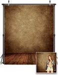 AIIKES 5x7FT Photography Photograph Brown Wall and Wooden Floor Background for Newborn Baby Photography Kid 1st Birthday Cake Smash Smash Shoot Retro Portrait Photo Background Photographer Prop 10-702