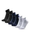 DANISH ENDURANCE 3 Pack Low-Cut Cycling Socks, Ankle Length, Breathable for Men & Women, Multicolour: 1 x White, 1 x Black, 1 x Blue, 6-8