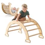 Goodevas Montessori Wooden Toddler Climbing Frame Toy Arch - Wood Play Gym Arch for Kids Ages 1-3 Years - Indoor Playground Jungle Baby Gym (Beige)