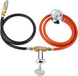 SURIEEN Fire Pit Gas Kit 90K BTU Gas Regulator Propane Valve Control System Hose Assembly Replacement for Propane Gas Connection with 1/2" Air Mixer Valve Regulator Hose and Connect Hose