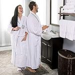 SUPERIOR Monogrammed Egyptian Cotton Bath Robe White Adult Unisex Bathrobe, Small/Medium, F