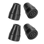 supregear Cane Tips, 4-Pack 3/4 Inch (19 mm) Heavy Duty Rubber Replacement Cane Tip, Non-Slip Extra Widen Base for Walking Cane Crutch Folding Cane Accessory, Black