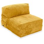 Gilda Jazz Chair Bed Fold Out Futon Single Mattress Corduroy (Budget, Mustard)