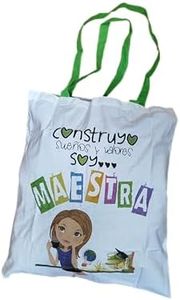 Los Eventos de la Tata. Bolsa Tote Bag con Asa Rosa para regalar a Maestros profesores (Verde)