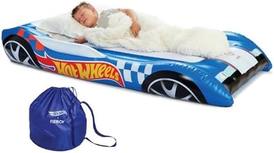 Hot Wheels & FUNBOY Kids Sleepover Bed & Air Mattress. Perfect for Sleepovers. Includes Carrying Storage Bag, Twin