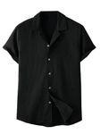 TAGDO Men's Regular Fit Casual Shirt (Popcorn-5171-Black-M)