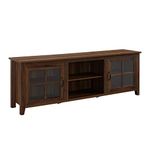 Walker Edison Portsmouth Classic 2 Glass Door TV Stand for TVs up to 80 Inches, 70 Inch, Walnut Brown