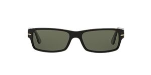 Persol PO2747S Rectangular Sunglasses, Black/Green Polarized, 57 mm