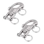 Snowtain 2Pcs Swivel Snap Anchor Shackle Rigging,Quick Release Shackle Boat,Snap Swivel Shackle, 304 Stainless Steel Quick Release Eye Bail for Sailboat Spinnaker Halyard(70mm)