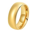 Epinki Tungsten Ring, 8MM Mens and Womens Ring Gold Polished Rings Wedding Size P 1/2