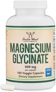 Magnesium Glycinate 400mg, 180 Capsules (Vegan Safe, Third Party Tested, Gluten Free, Non-GMO) High Absorption Magnesium by Double Wood Supplements