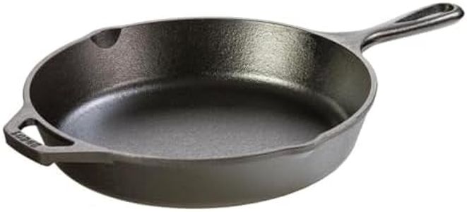 Lodge 10.25 Inch Cast Iron Pre-Seasoned Skillet – Signature Teardrop Handle - Use in the Oven, on the Stove, on the Grill, or Over a Campfire, Black