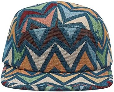 Hatphile Geo Pattern 5 Panel Hat Camper Camp Cap (Large, Jacquard Blue Multi)