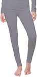 Women Thermal Underwear Base Layer Leggings with Soft Fleece; Ladies Lightweight Long Johns Grey Medium