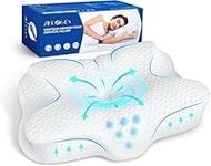 zibroges Cervical Memory Foam Pillow - Cervical Pillow for Neck Head Shoulder Pain Relief Sleeping Supports Your Head, Cooling Contoured Neck Bed Pillow for Side, Back and Stomach Sleepers