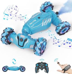 Dysaim Gesture Sensing RC Stunt Car, Cool Birthday Gifts for Boys Ages 6-12 Toys, 4WD Remote Control Car 360° Rotate Transform Drift RC Cars with Lights Music Sprayer, 2.4Ghz Hand Controlled Car