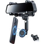 PROfezzion Car Mount, Rearview Mirror & Vent Clip Kit Magnetic Phone Holder for iPhone 16 16 Plus 16 Pro 16 Pro Max 15 14 13 12 & Mag Safe Case on Car Rear View Mirror or Vent [Mag Safe Ring Included]