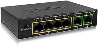 BV-Tech 6 Port PoE+ Switch (4 PoE+ Ports with 2 Ethernet Uplink and Extend Function) – 60W – 802.3at + 1 High Power PoE Port| Desktop Fanless Design | Plug & Play | Sturdy Metal Housing