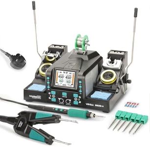 YIHUA 982D-III 2-in-1 Precision Soldering Station with C210 Soldering Iron and C120 Hot Tweezers Cartridge Tip System for SMD Rework, Micro Soldering, Professional Soldering Iron Kit (UK Plug)