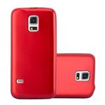 Cadorabo Case Compatible with Samsung Galaxy S5 / S5 NEO in Metallic RED - Shockproof and Scratch Resistant TPU Silicone Cover - Ultra Slim Protective Gel Shell Bumper Back Skin