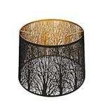 Metal Etching Process X- Large Lamp Shades, Alucset Drum Big Lampshade, Sky Stars Design for Table Lamp/Floor Pendant Light, 12x14 x10 Inch, Spider/UNO Two Installation (Black/Gold) (Pattern of Trees)