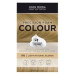 John Frieda Precision Full-Coverage Hair Color Kit with Thick Foam for Deep Color Saturation, Light Natural Blonde 9N, 4 Piece