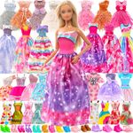 Barwa 20 Pcs Doll Clothes Accessories for 11.5 Inch Doll Include 10 Set Doll Dresses with 5 Sneakers 5 High Heel Shoes for 11.5 Inch Girl Doll