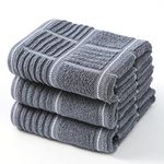 anyi 100% Cotton Gray Kitchen Towels, Absorbent Dish Towels with Hanging loop, Soft Kitchen Hand Towels for Washing, Drying Dishes